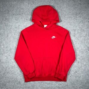 Nike pullover hoodie boys size XL red sportswear swoosh logo lounge active